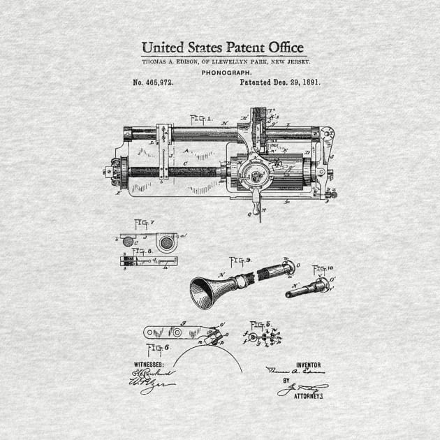 Edison Phonograph Patent 1891 by Joodls